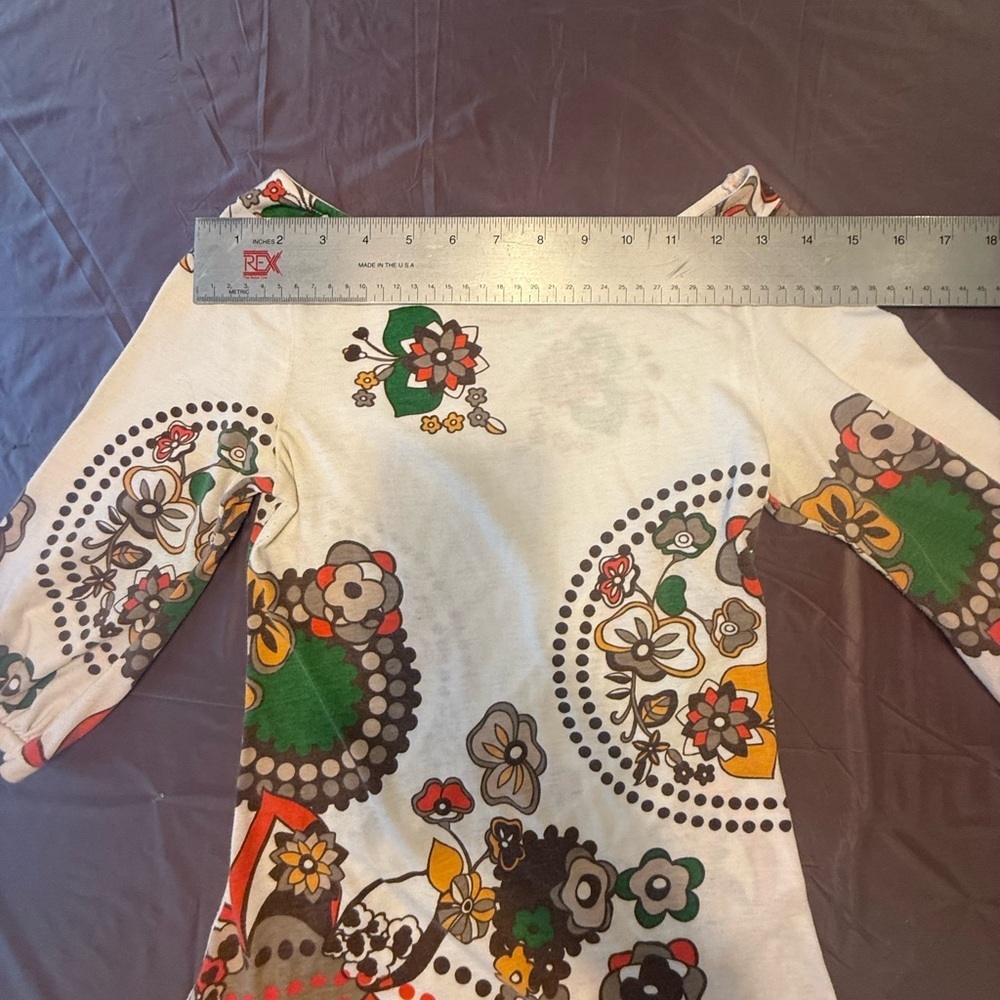 Zara Y2K Vintage Cream/Orange 3/4 Sleeve Floral Mini Dress Size Small - Picture 6 of 7
